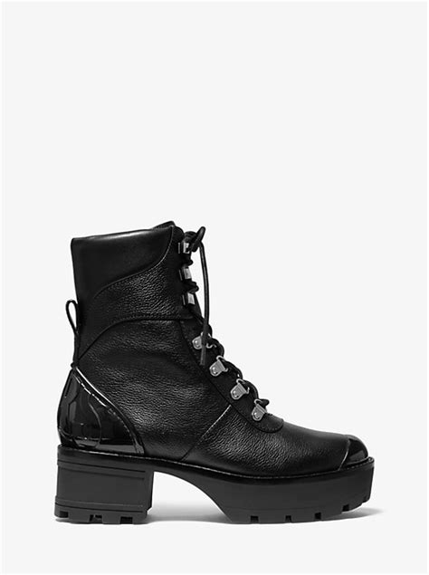 michael michael kors khloe leather combat boot|Michael Kors ankle boots dillard's.